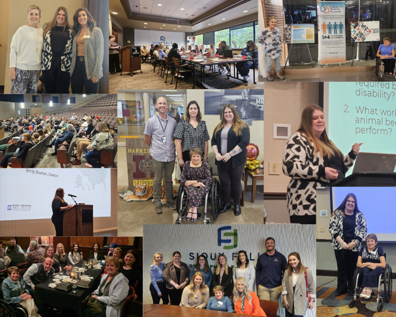 A photo collage of EDR Board Members and Emily Shuman, Director of the Rocky Mountain ADA Center, at various NDEAM events throughout the month of October.
