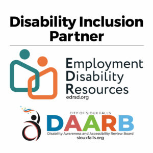 Disability Inclusion Partner program logo featuring logos of Employment Disability Resources and the DAARB city review board.